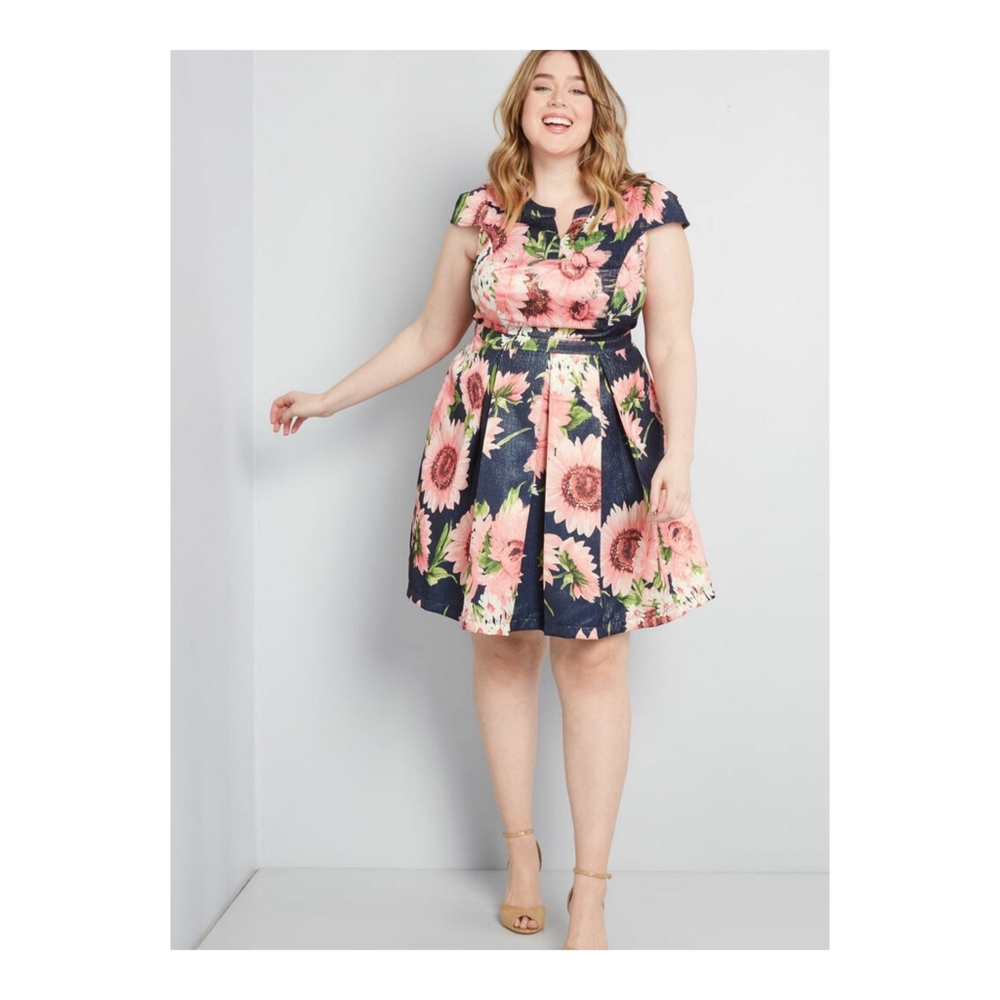 Modcloth Personal Boldness Floral Dress Navy 28